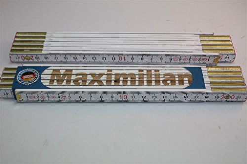 Zollstock mit Namen MAXIMILIAN Lasergravur Handwerkerqualität von Sachen aus Blech