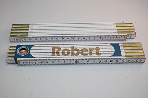 Zollstock mit Namen ROBERT Lasergravur Handwerkerqualität von Sachen aus Blech