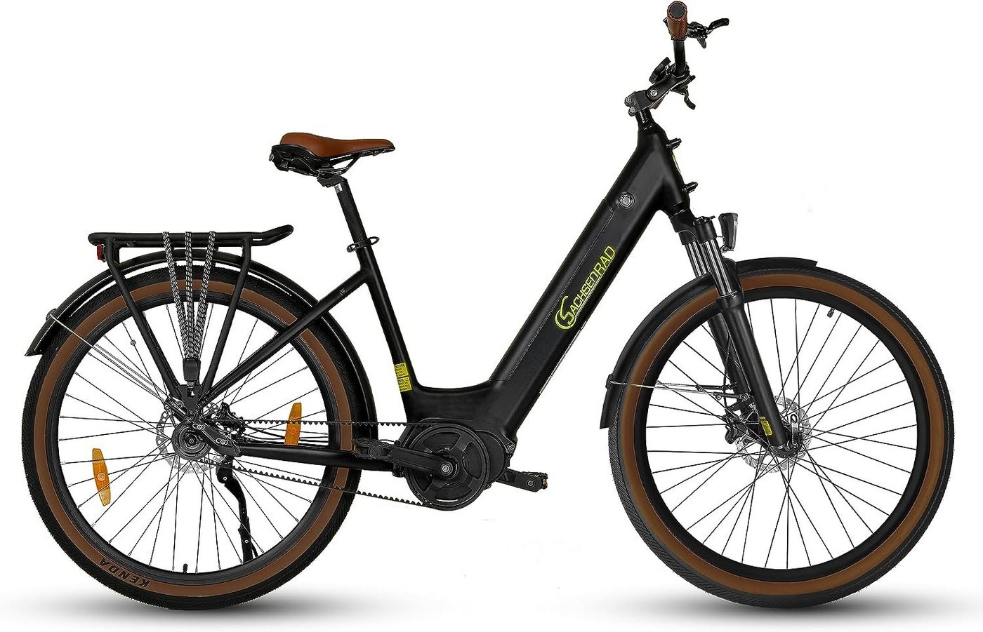 SachsenRAD E-Bike E-SUV CityBike C5 Centro Riemen mit Diebstahlsicherung, Mittelmotor mit tiefem Einstieg, Bremslicht Alarmanlage Schaltwerk, Elektrofahrrad Farbe Display Breitreifen StVZO Damen Herren Pedelec von SachsenRAD