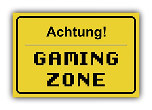 Sachverständigen-Zubehör.de Fun-Schild Achtung! - Gaming Zone aus PVC Hartschaum Platte 300x200 mm - 3 mm stark - Lustig - Türschild - (Gaming Zone) von Sachverständigen-Zubehör.de