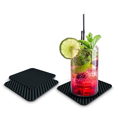 Untersetzer Gläser Bierdeckel [ECHT Carbon] Glasuntersetzer als 2er Set [4 Farben] Wohnungs Zubehör | Tisch Deko | Bar Zubehör Tischuntersetzer | Wohnung Must Have | Filzuntersetzer Esstisch Deko von Sachverständigen-Zubehör.de