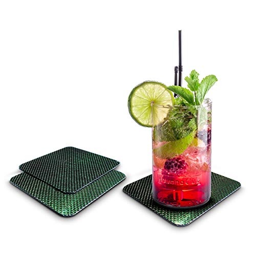 Untersetzer Gläser Bierdeckel [ECHT Carbon] Glasuntersetzer als 2er Set [4 Farben] Wohnungs Zubehör | Tisch Deko | Bar Zubehör Tischuntersetzer | Wohnung Must Have | Filzuntersetzer Esstisch Deko von Sachverständigen-Zubehör.de