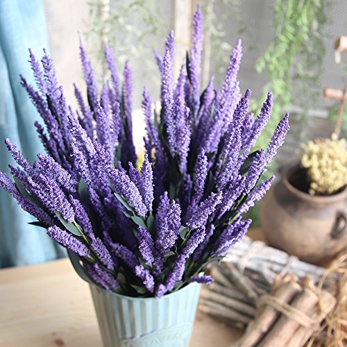 12-Köpfe künstliche PE Lavendel gefälschte Blume Hochzeitsstrauß Party Home Decor Blumenstrauß Deko Schlafzimmer Wohnzimmer Balkon Badezimmer Zimmer Tischdeko Hochzeit(Lila) von Saclerpnt