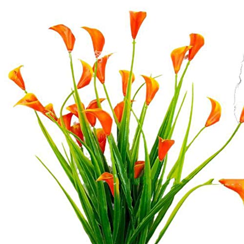 2 Bündel künstliche Blumen im Freien Gefälschte Blumen Grüne Sträucher Garten Veranda Muttertag Frühling Deko Plastikblumen Künstlich Dekoblumen,Orange von Saclerpnt