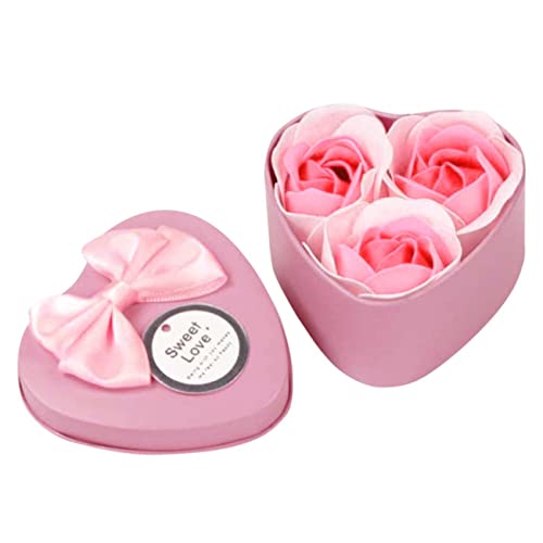 3pcs Rose Soap Blumen in Geschenk-Box, Faszinierende Duft von Rosen, Hübsche Form, handgemachte Duftbadeseife Rosen-Knospe Blütenblätter Hochzeits-Bevorzugung in Geschenkbox,Rosa von Saclerpnt