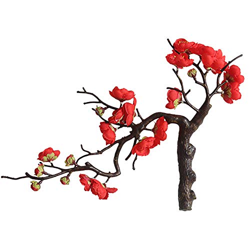 Künstliche Seide gefälschte Blumen Pflaumenblüte Blumenhochzeitsstrauß Party Dekor Künstliche Blume der chinesischen Winterpflaume(Rot) von Saclerpnt