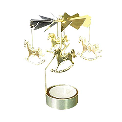 Saclerpnt Hot Spinning Rotary Metall Karussell Teelicht Kerzenhalter Stand Light Geburtstagsgeschenk Haus Dekoration(L) von Saclerpnt