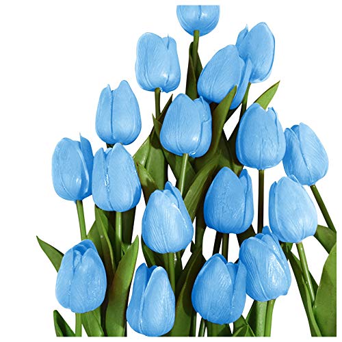 Saclerpnt Künstliche Blumen Gefälschte Blume Tulpe Latex Material Real Touch für Hochzeitszimmer Home Hotel Party Dekoration Künstlicher Blumenstrauß,Blau von Saclerpnt