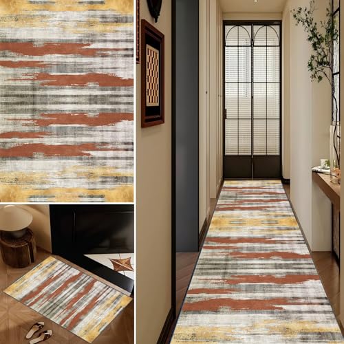 Sadavel Teppich Läufer Flur Lang, rutschfest 100x450cm Küchen Teppich, Waschbar Teppichläufer Flurteppich für Korridor Wohnzimmer, Küche, Anpassbar von Sadavel