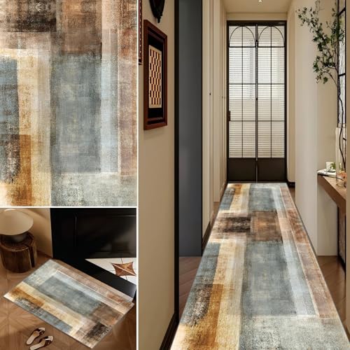 Sadavel Teppich Läufer Flur Lang, rutschfest 40x450cm Küchen Teppich, Waschbar Teppichläufer Flurteppich für Korridor Wohnzimmer, Küche, Anpassbar von Sadavel