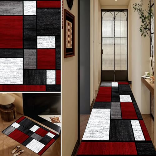 Sadavel Teppich Läufer Flur Lang, rutschfest 72x140cm Küchen Teppich, Waschbar Teppichläufer Flurteppich für Korridor Wohnzimmer, Küche, Anpassbar von Sadavel