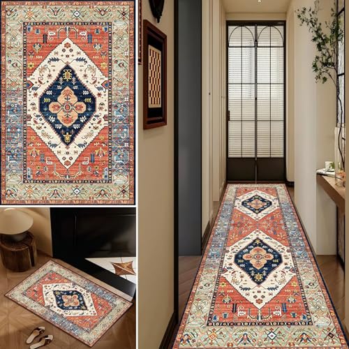 Sadavel Teppich Läufer Flur Lang, rutschfest 80x500cm Küchen Teppich, Waschbar Teppichläufer Flurteppich für Korridor Wohnzimmer, Küche, Anpassbar von Sadavel