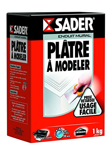 Sader - Modellierputz – Gießen und Dekorationen – Wand und Decke – Innen – Verzögerte Aufnahme 20 Minuten – 1 Karton 1 kg, weiß von Sader