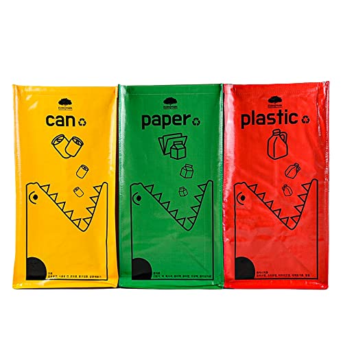 Saderoy 3er-Set Recycling-Müllbeutel, Recyclingbehälter und Wäschekorb, wiederverwendbarer, recycelbarer Mülleimer für Küche, Recycling wasserdichter Behälter (3er-Set) von Saderoy