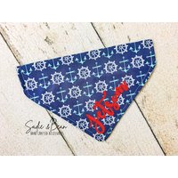 Anker Bandana, Sommer, Bestickt, Boote, Booting Wasser, Ozean, Personalisiert, Hunde Booting von SadieAndBeanBoutique