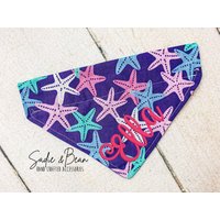 Seestern, Hundehalstuch, Sommer, Bestickt, Personalisiert, Schwimmen, Strand, Monogramm Bandana, Katzenhalsband, Halsband, Custom von SadieAndBeanBoutique