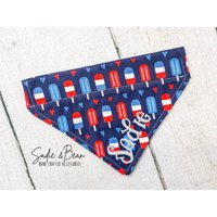 Usa, Popsicle Hundehalstuch, Gestickt, Patriotisch, 4. Juli, Rot Weiß Und Blau, Amerika Personalisiert, Katzenhalstuch, Halsband von SadieAndBeanBoutique