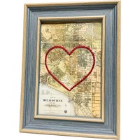 Bordeaux Herz Karte | Benutzerdefinierte Geschenk Australien Hochzeitsgeschenk Vintage Map Print Von Mid Centuryspitze Mit Handgesticktem von SadieandJunebug