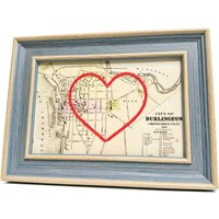 Burlington Vermont Karte | Benutzerdefinierte Geschenk Personalisierte Jubiläum Valentinstag Vintage Map Print Handbesticktes Herz von SadieandJunebug