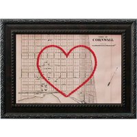 Cornwall Ontario Herzkarte | Benutzerdefinierte Stickerei Kunst Personalisierte Jubiläum Verlobung Geschenk Für Sie Handgesticktes Hochzeitsgeschenk von SadieandJunebug
