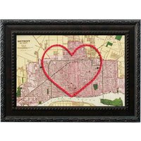 Detroit Herz Karte | Benutzerdefinierte Stickerei Kunst Personalisierte Jubiläum Verlobung Geschenk Für Sie Handgesticktes Hochzeitsgeschenk von SadieandJunebug