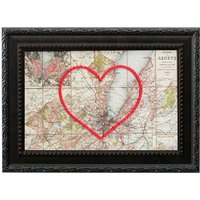 Genf Herzkarte | Benutzerdefinierte Karte Geschenk Schweiz Hochzeitsgeschenk Vintage Landkarte Von Mit Handgesticktem Herz von SadieandJunebug