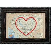 Kambodscha Herzkarte | Benutzerdefinierte Stickerei Kunst Personalisierte Jubiläum Verlobung Geschenk Für Sie Handgesticktes Hochzeitsgeschenk von SadieandJunebug