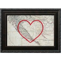 Kroatien Herzkarte | Benutzerdefinierte Stickerei Kunst Personalisierte Jubiläum Verlobung Geschenk Für Sie Handgesticktes Hochzeitsgeschenk von SadieandJunebug