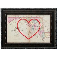 Maryland Herz Karte | Benutzerdefinierte Geschenk Personalisiertes Jubiläumsgeschenk Valentinstag Vintage Von Handgesticktes von SadieandJunebug
