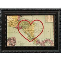 Mittelamerika Herzkarte | Benutzerdefinierte Stickerei Kunst Personalisierte Jubiläum Verlobung Geschenk Für Sie Handgesticktes Hochzeitsgeschenk von SadieandJunebug