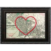 Oakland Heart Karte | Personalisierte Liebe Geschichte Stickerei Kunst Jubiläumsgeschenk Für Paar Verlobungsgeschenk Ihre Benutzerdefinierte von SadieandJunebug