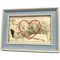 st. John's Herz Karte | Benutzerdefinierte Geschenk Neufundland Geburtstagsgeschenk Hochzeitsgeschenk Vintage Map Print Handgesticktes von SadieandJunebug