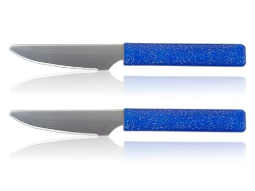 LaXon Messer, Frühstücksmesser, 2er Set, Brotmesser mit Wellenschliff, blaue Brötchenmesser, spülmaschinengeeignet von Sadingo