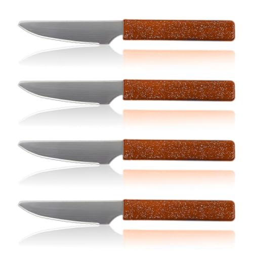 LaXon Messer, Frühstücksmesser, 4er Messerset, Brotmesser mit Wellenschliff, orange Brötchenmesser, spülmaschinenfest von Sadingo