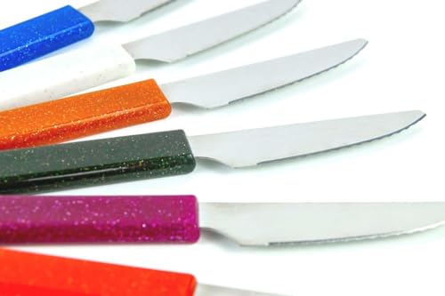 LaXon Messer, Frühstücksmesser, 6er Messerset, Brotmesser mit Wellenschliff, bunte Brötchenmesser, spülmaschinenfest von Sadingo