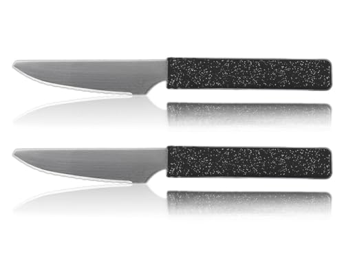 LaXon Messer, schwarze Frühstücksmesser, 2er Messerset, scharfe Brotmesser mit Wellenschliff, spülmaschinenfest von Sadingo
