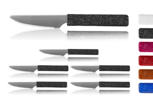 LaXon Messer, schwarze Frühstücksmesser, 6er Messerset, Brotmesser mit Wellenschliff, Brötchenmesser, scharfe Messer von Sadingo