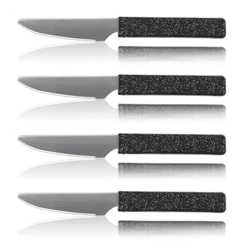 LaXon Messer schwarz, Frühstücksmesser, 4er Set, schwarze Brotmesser mit Wellenschliff, scharfe Messer auch für Grillfleisch und Pizza ideal von Sadingo
