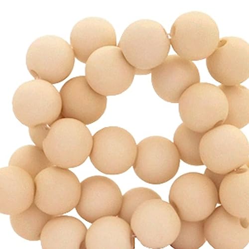 Sadingo Acrylperlen Matt Beige | 6 mm - 600 Stück, Matte Kunststoffperlen mit Loch, Perlen zum Auffädeln, Acryl-Perlen für DIY-Schmuck, Bastelperlen aus Kunststoff zum Kleben, Armbänder selber Machen von Sadingo