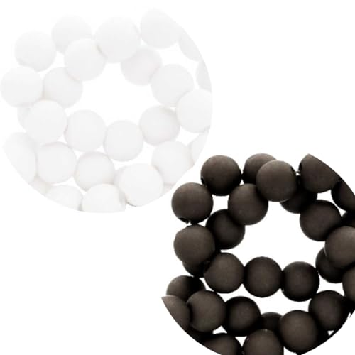 Sadingo Acrylperlen Schwarz + Weiß Matt | 8 mm - 800 Stück (400 je Farbe), Perlen zum auffädeln, Matte Kunststoffperlen für Armbänder, hochwertiges Perlen-Set, DIY-Armbänder, DIY-Schmuck von Sadingo