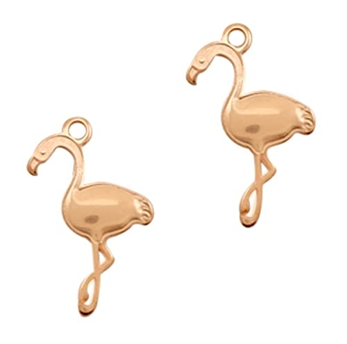 Sadingo DQ Metall Schmuckanhänger, Charms Flamingo - 2 Stück - 28 x 18 mm - DIY Schmuck, Makramee, Armbänder, Geschenk, Farbe:Roségold von Sadingo