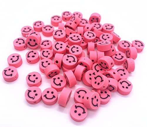 Sadingo Emoji Perlen zum Auffädeln Rosa 10mm 40 Stück, Kreativ Set Schmuckherstellung, Schmuckperlen, Perlen für Mädchen von Sadingo