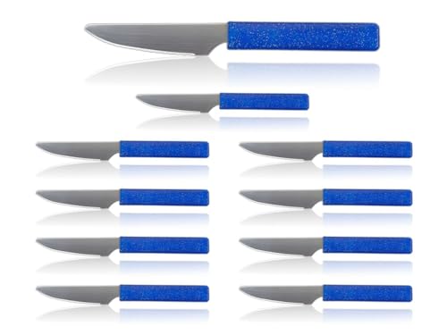 LaXon Messer blau, Frühstücksmesser, 10er Messerset, Brotmesser mit Wellenschliff, blaue Schmiermesser, rostfrei von Sadingo