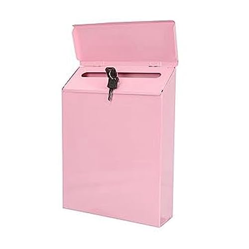 Sadkyer Wandbriefkasten Abschließbarer Briefkasten Wandsammelbox Bauernhaus Briefkasten mit Schlüssel Geeignet für Home Office Rosa von Sadkyer