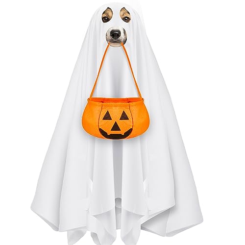 Sadnyy 31,5 x 47,2 cm großes Halloween-Geister-Hunde-Kostüm-Set, enthält Hundekostüme mit Eimer, Geisterkostüm mit Filz-Kürbis-Eimer für Halloween, mittelgroße und große Hunde, Katzen, Süßes oder Sadnyy 31,5 x 47,2 cm großes Halloween-Geister-Hunde-Kostüm-Set, enthält Hundekostüme mit Eimer, Geisterkostüm mit Filz-Kürbis-Eimer für Halloween, mittelgroße und große Hunde, Katzen, Süßes oder von Sadnyy