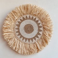 Boho Scheibe Raffia Bananenblätter Wanddekoration Wandbehang von SaeHomeDecor