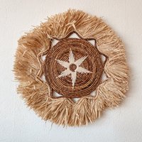 Boho Scheibe Raffia Stern Wanddekoration Wandbehang von SaeHomeDecor