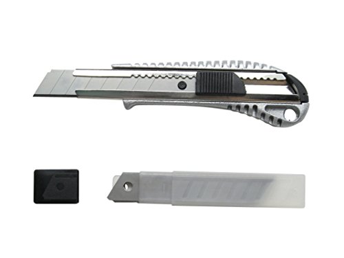 1 Alu Cuttermesser 18mm + 10 Ersatzklingen Druckguss Teppichmesser Profi Cutter Messer von Saekulum