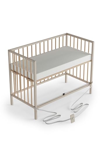 Sämann Baby Beistellbett 60x120 cm - nutzbar von 0 bis 4 Jahre - rollbar & umbaubar zum Babybett - Gurtsystem & höhenverstellbar für alle Betten (mit SleepPlus Matratze, Sahara dust/Natur) von Sämann
