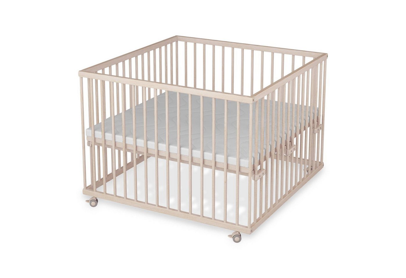 Sämann Babybett Laufgitter 100x100 cm Matratze Basic natur Premium Kollektion, stufenlos höhenverstellbar von Sämann